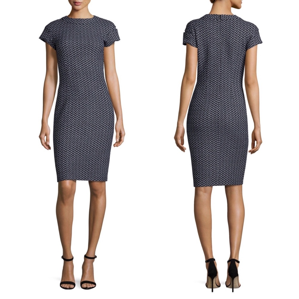 St. John Chevron Tweed Sheath Dress - Picture 1 of 8